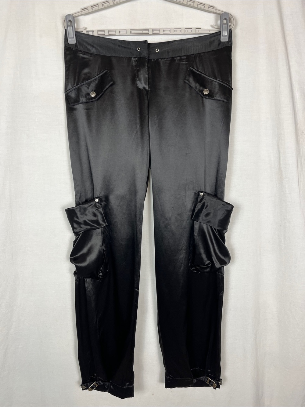 Y2K Guess Collection Black Satin Cargo Pants